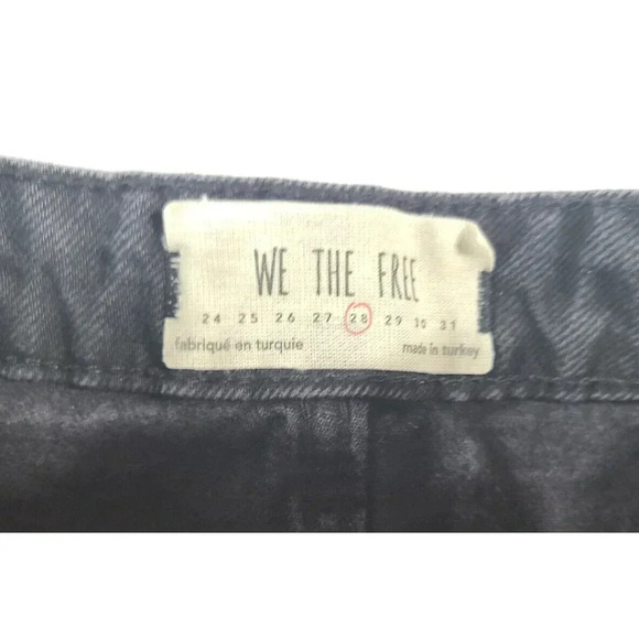 We The Free People Rainn Denim Mini Skirt Women's Size 28 Button Fly Distressed - Picture 4 of 5